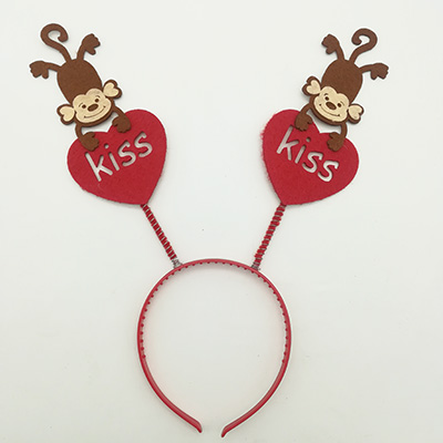 Valentines Heart Headband With Monkey