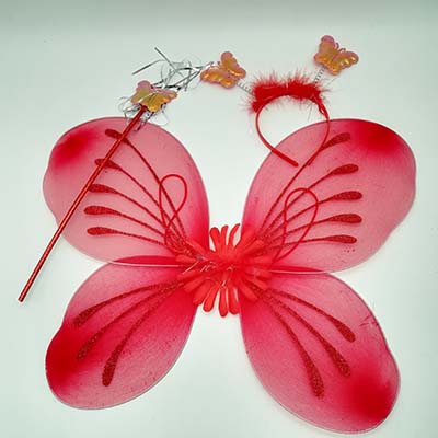 Lovely Girls Fairy Red Butterfly Wings Wand Headband Set