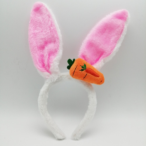 easter pink bunny ear headband with carrot