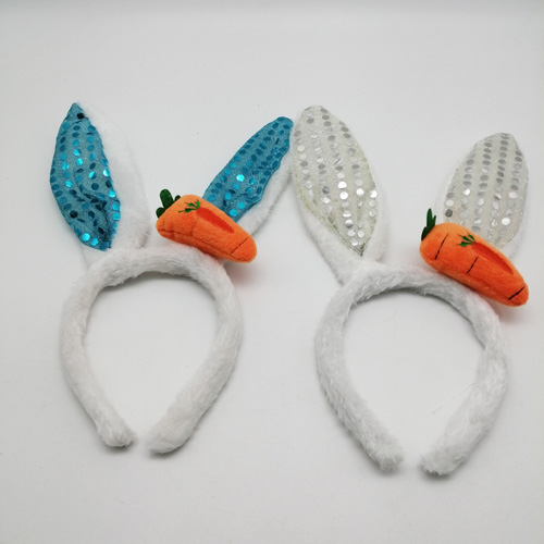 easter sequin bunny ear headband with carrot