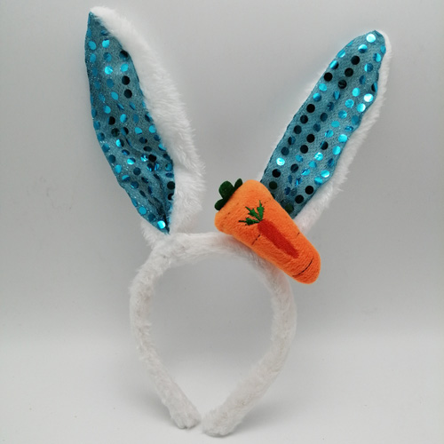 easter sequin bunny ear headband with carrot