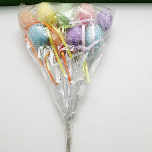 12pk raffia ribbon easter egg pick 