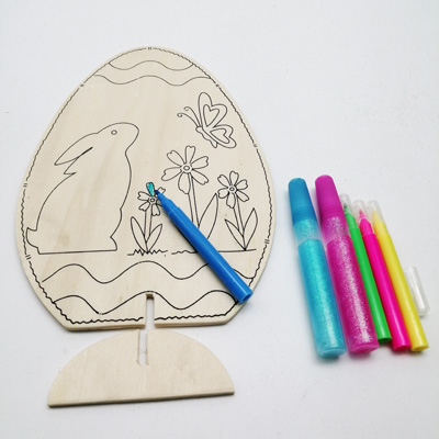 wooden easter egg craft with painting pen