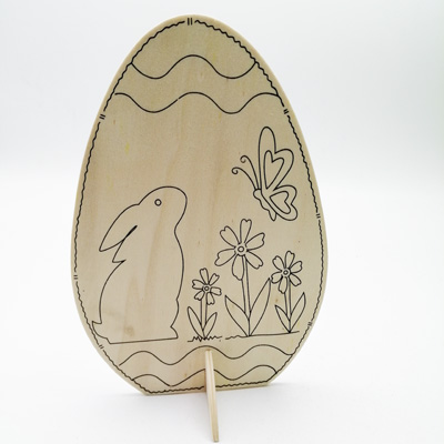 wooden easter egg craft with painting pen