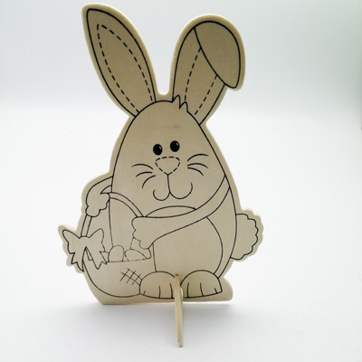 wooden easter bunny craft with painting pen