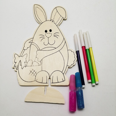 wooden easter bunny craft with painting pen