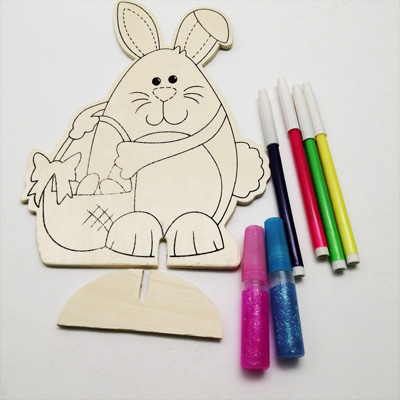 wooden easter bunny craft with painting pen