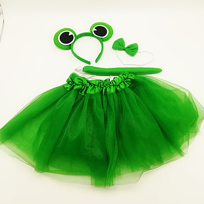 Girls Green Frog Tutu Skirt With Hair Band And Bow Tie For Party Dress