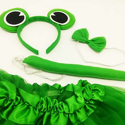 Girls Green Frog Tutu Skirt With Hair Band And Bow Tie For Party Dress