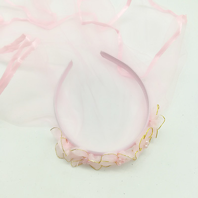 Pink Girls Flower Headband With Veil