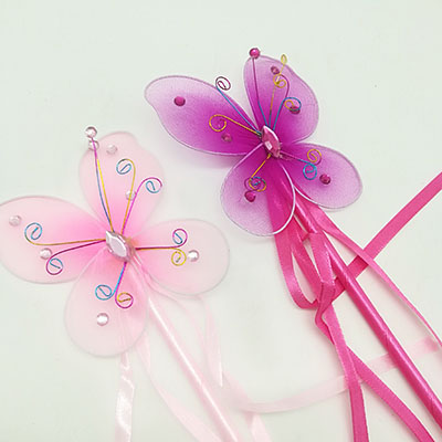 Girls Butterfly Wand With Ribbon