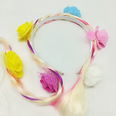Girls Headband Wig With Flower Decoration