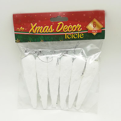 6pk XMAS White Icicle Hanging      