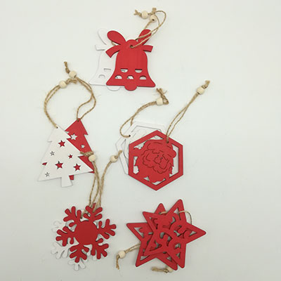 2pk XMAS Wood Pendant 