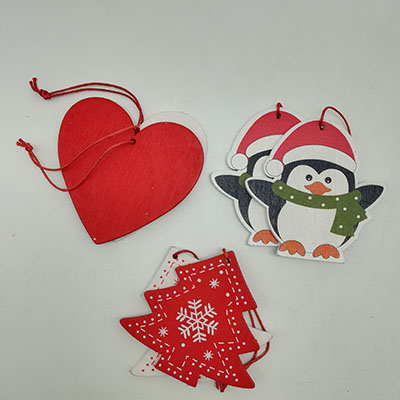 2pc XMAS Printed Wooden Pendant