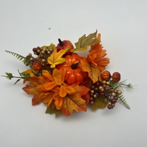 Artificial Autumn Pumpkin & Maple Leaf Decor Arrangement