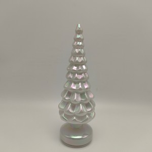 Iridescent Scalloped Tiered Plastic Lighted Christmas Tree