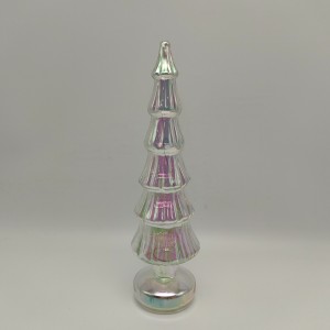 Iridescent Ribbed Tiered Plastic Lighted Christmas Tree