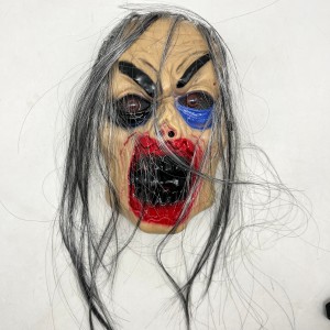 Scary Long-Haired Female Demon Mask for Halloween