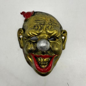 Vintage Distressed Gold Clown Mask for Halloween